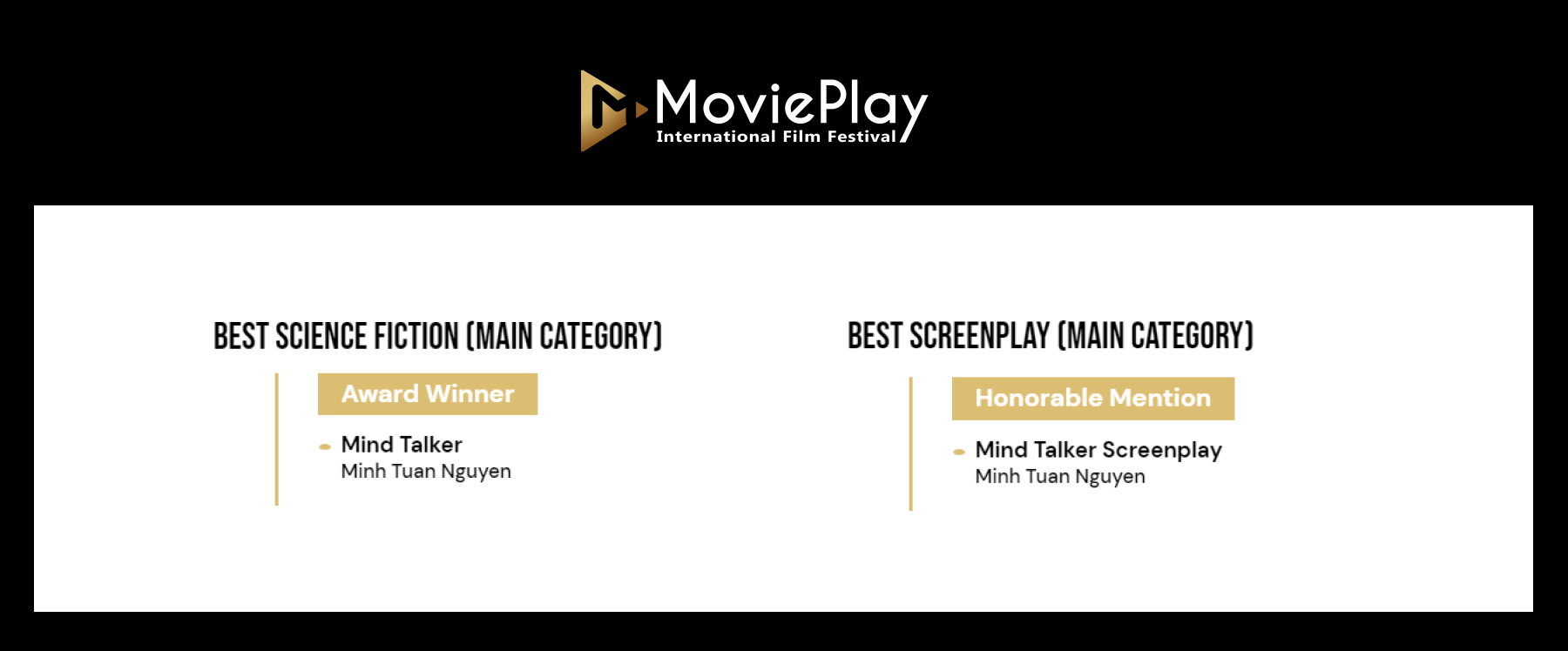 Movie Play Award Winner - Mind Talker